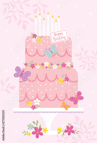 beautiful birthday cake greeting card design © vanillasky30