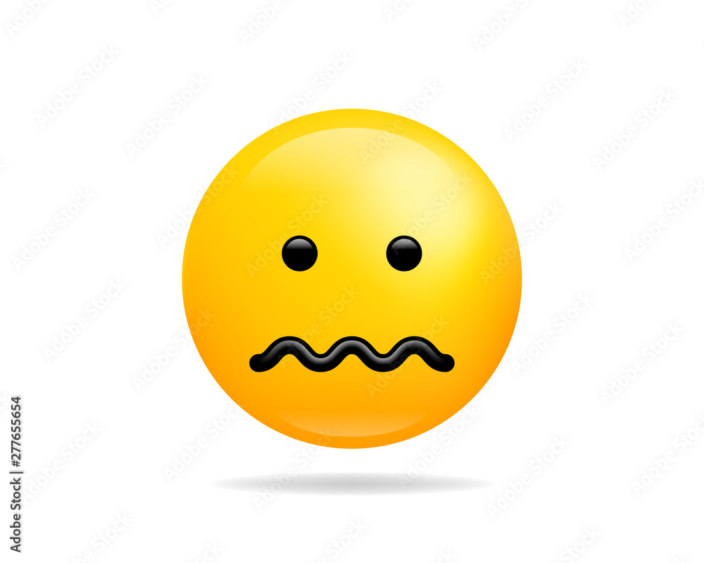 Fototapeta premium Emoji smile icon vector symbol. Confounded face yellow cartoon character.