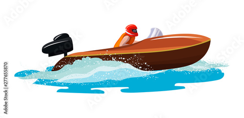 Boat vector speed motorboat yacht traveling in ocean illustration nautical set of summer vacation on motorized boat speedboat vessel transportation by sea waves isolated on white background