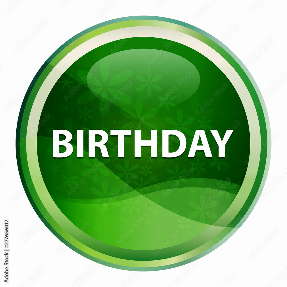 Birthday Natural Green Round Button Birthday Natural Green Round Button