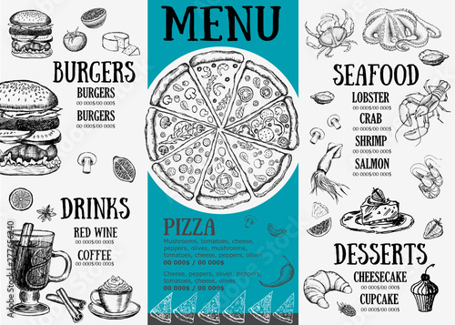 Restaurant cafe menu, template design. Fast food menu. Food flyer.