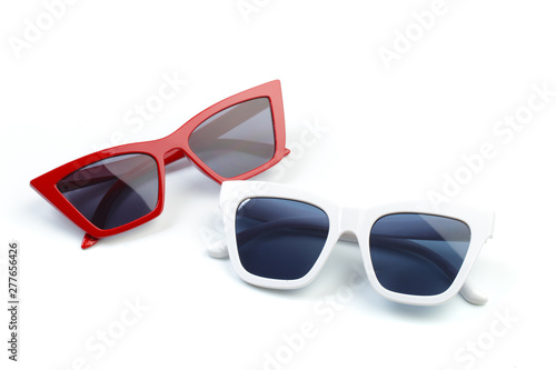 pair of modern sunglasses isolated on white background