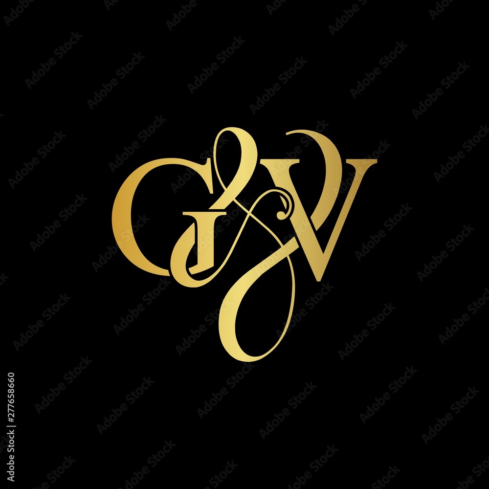 Vettoriale Stock G & V / GV logo initial vector mark. Initial letter G and  V GV logo luxury vector mark , gold color on black background. | Adobe Stock