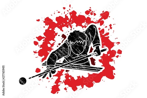 Snooker player action cartoon graphic vector