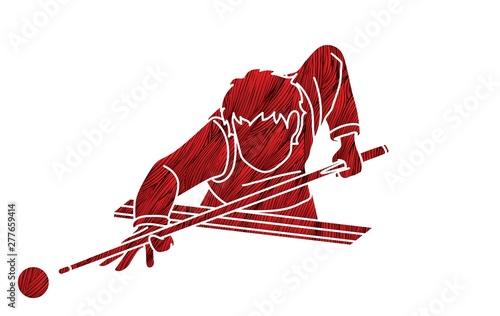Snooker player action cartoon graphic vector