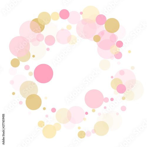 Rose gold confetti circle decoration for New Year card background. 