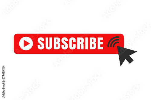 Subscribe button color with mouse pointer vector sign isolated on white background illustration for graphic and web design. 