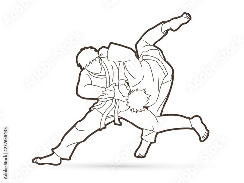 Judo action cartoon graphic vector