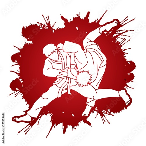 Judo action cartoon graphic vector