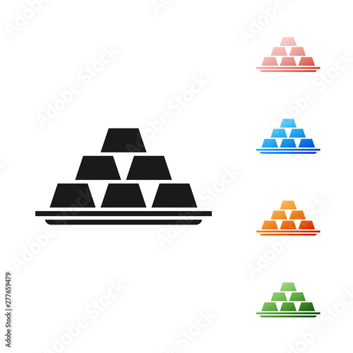Black Gold bars icon isolated on white background. Banking business concept. Set icons colorful. Vector Illustration