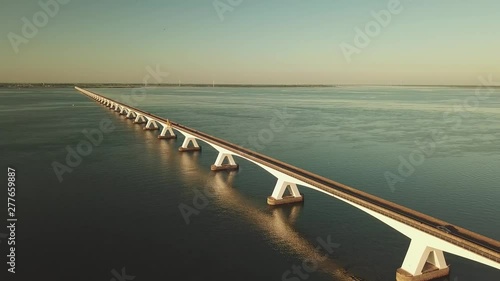 Zeeland bridge in the Netherlands, Aerial photo