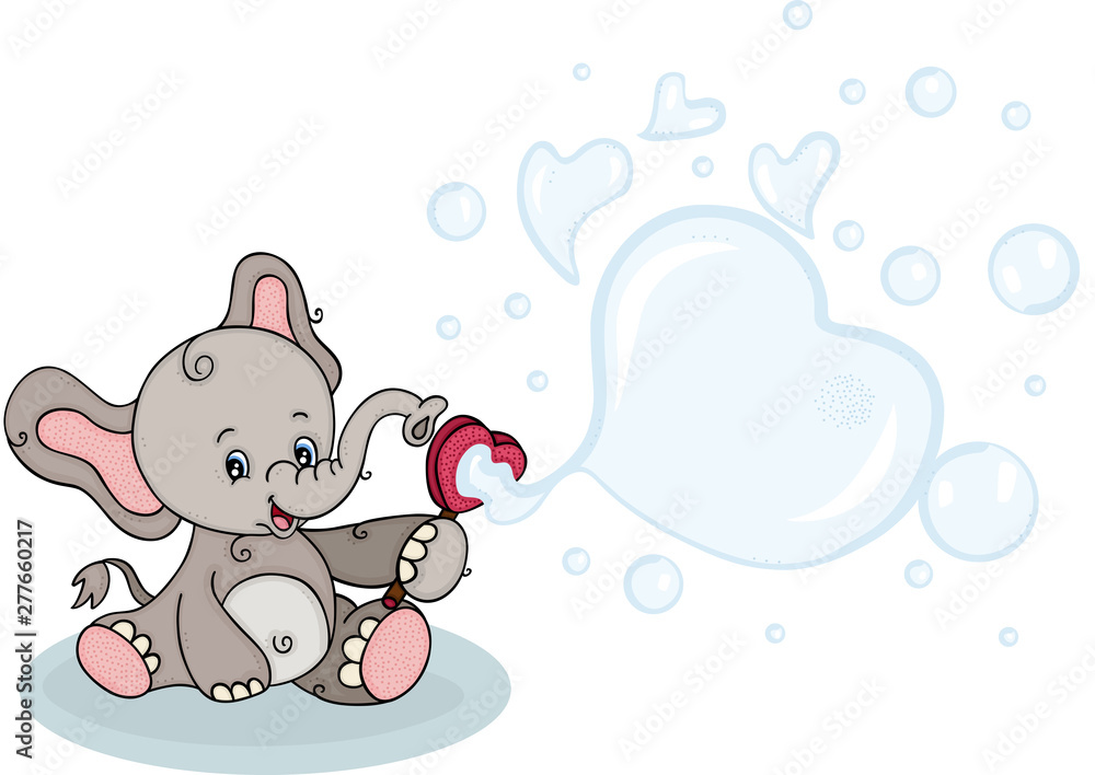 Cute elephant blowing soap bubbles Cute elephant blowing soap bubbles