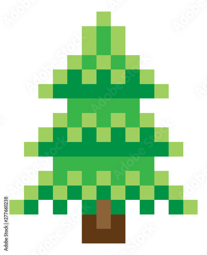 Tree icon in a pixel 8 bit ...
