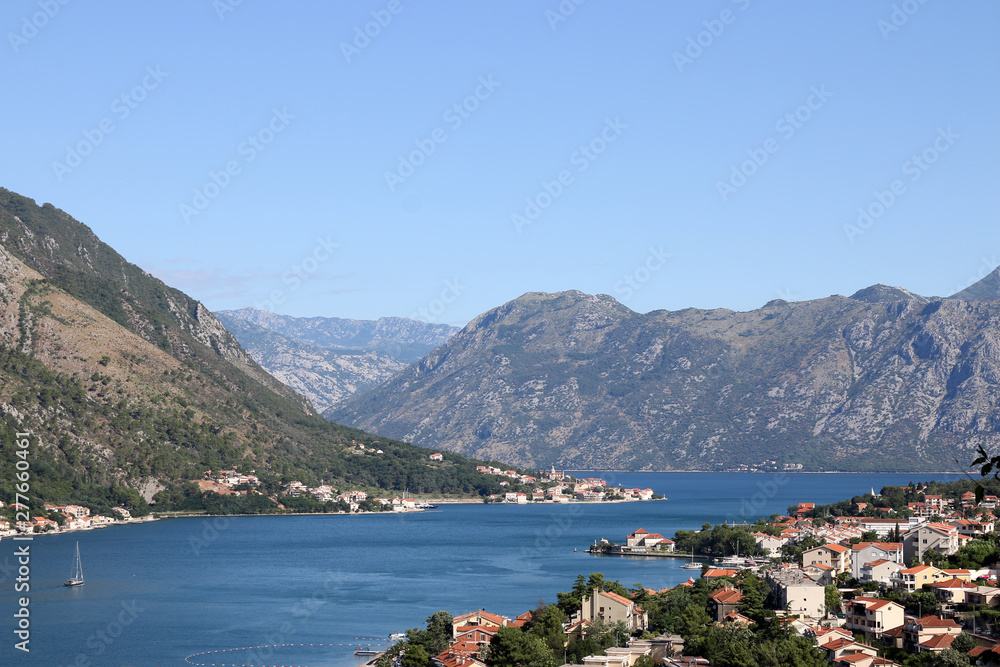 Bay of Kotor in summer landscape Montenegro