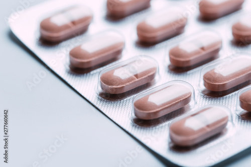 Pills in blister packs isolated on white background