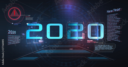 Modern futuristic technology template for 2020. New year 2020 in style HUD,GUI, UX. Futuristic background for your design.Technology background. Digital data visualization. Hi-tech  concept innovation