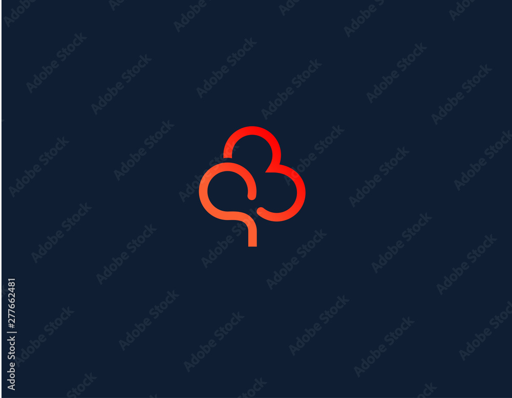 Abstract linear logo symbol tree bush plant