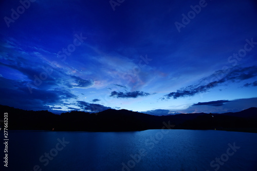 Landscape night sky over the mountain, Thailand 