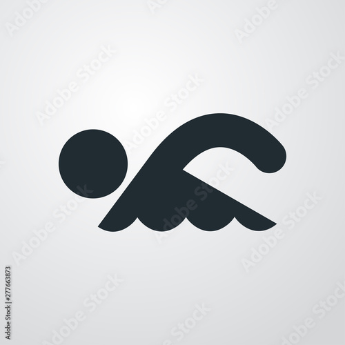 Icono plano nadador en fondo gris