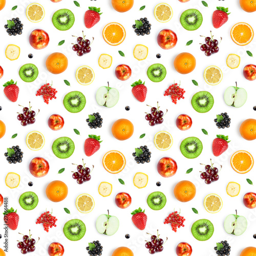 Fototapeta Naklejka Na Ścianę i Meble -  Fruits seamless pattern.Top view