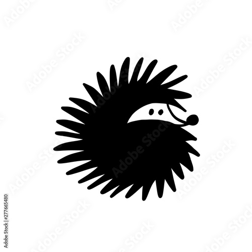 Funny hedgehog, black silhouette for your design