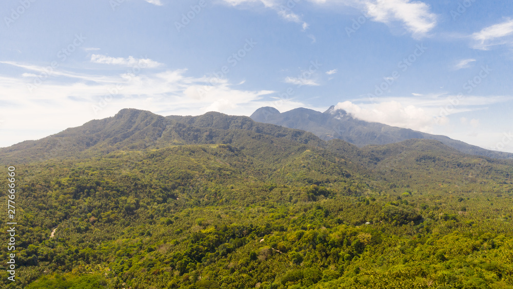 Hibok-Hibok Volcano. Mountain landscape on the island of Camiguin, Philippines. Volcanoes and forest. Hills and rainforest.