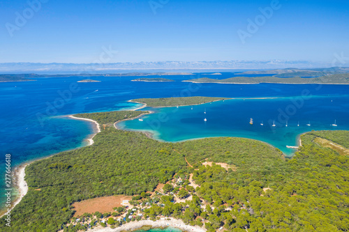 Beautiful seascape on Adriatic in Croatia, Dugi otok archipelago, many small islands on the sea
