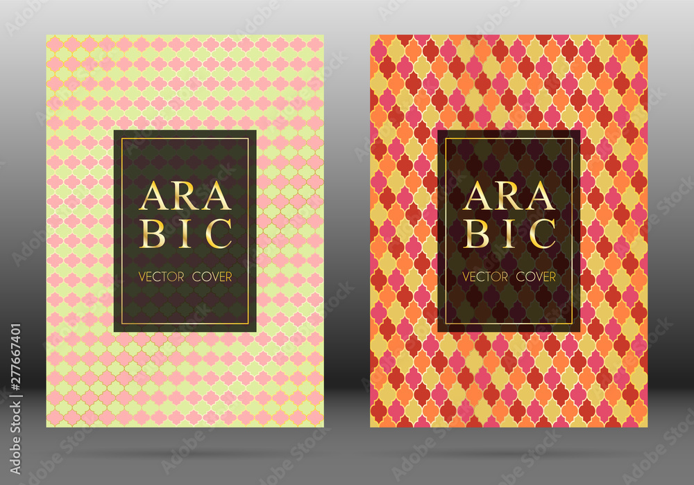 Ottoman pattern vector cover page layout design collection in arabic style mosaic in gold grid. Islamic background, moroccan, turkish, persian, ottoman pattern vector template. Ethnic motifs. Ottoman pattern vector cover page layout design collection in arabic style mosaic in gold grid. Islamic background, moroccan, turkish, persian, ottoman pattern vector template. Ethnic motifs.