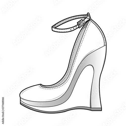 Shoes fashion flat sketch template