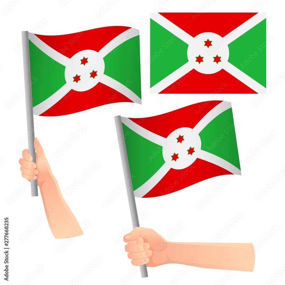 Fototapeta premium Burundi flag in hand set