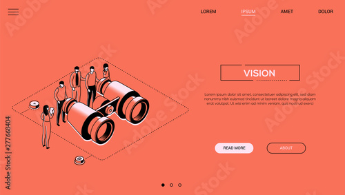 Business vision - line design style isometric web banner