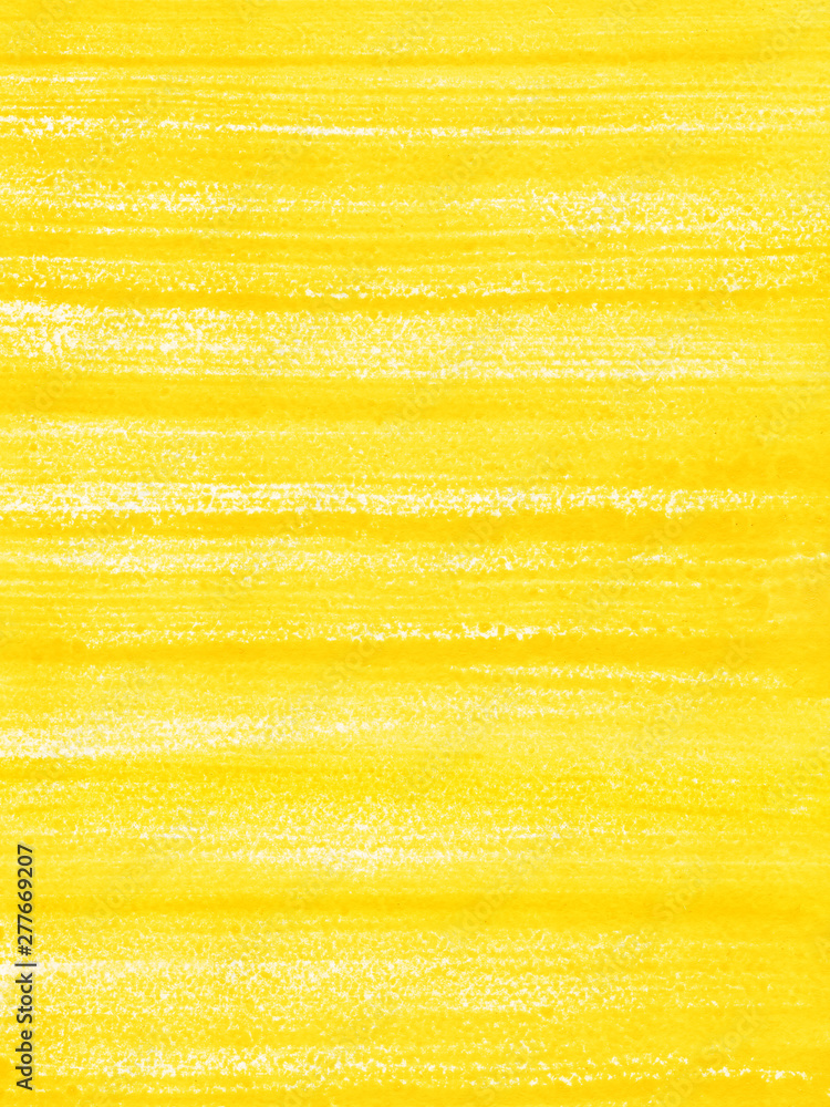 Hand drawn yellow background or painted texture. Acrylic, gouache, oil paint fill with brush streaks or parallel stains, stripes. Striped artistic creative template for text, banners.