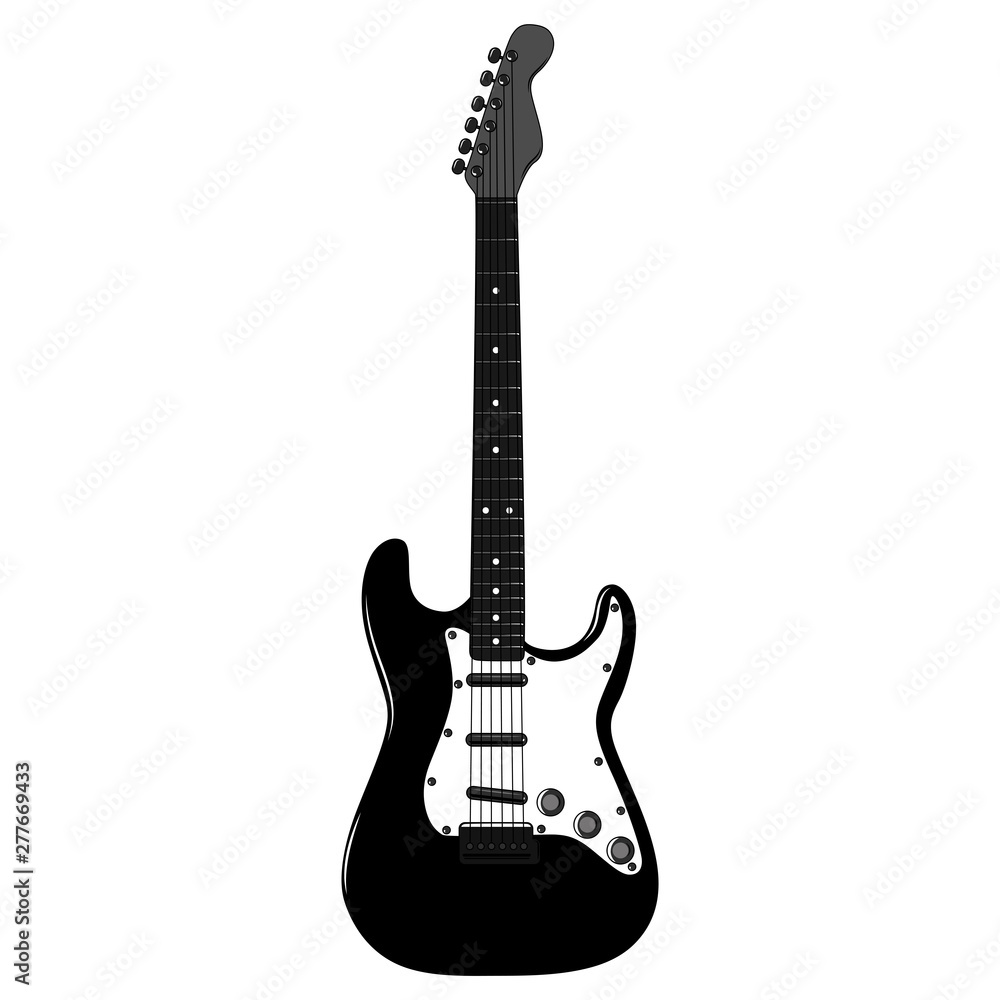 Electric guitar. Vector image on white background.