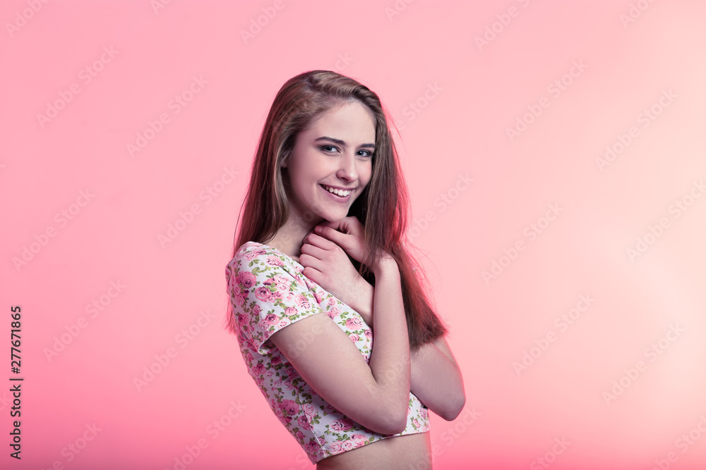 close up. portrait of cute girl with day makeup close up. portrait of cute girl with day makeup