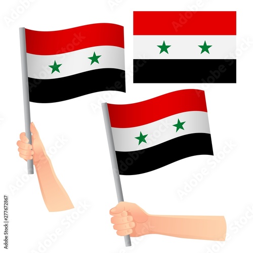 syria flag in hand set
