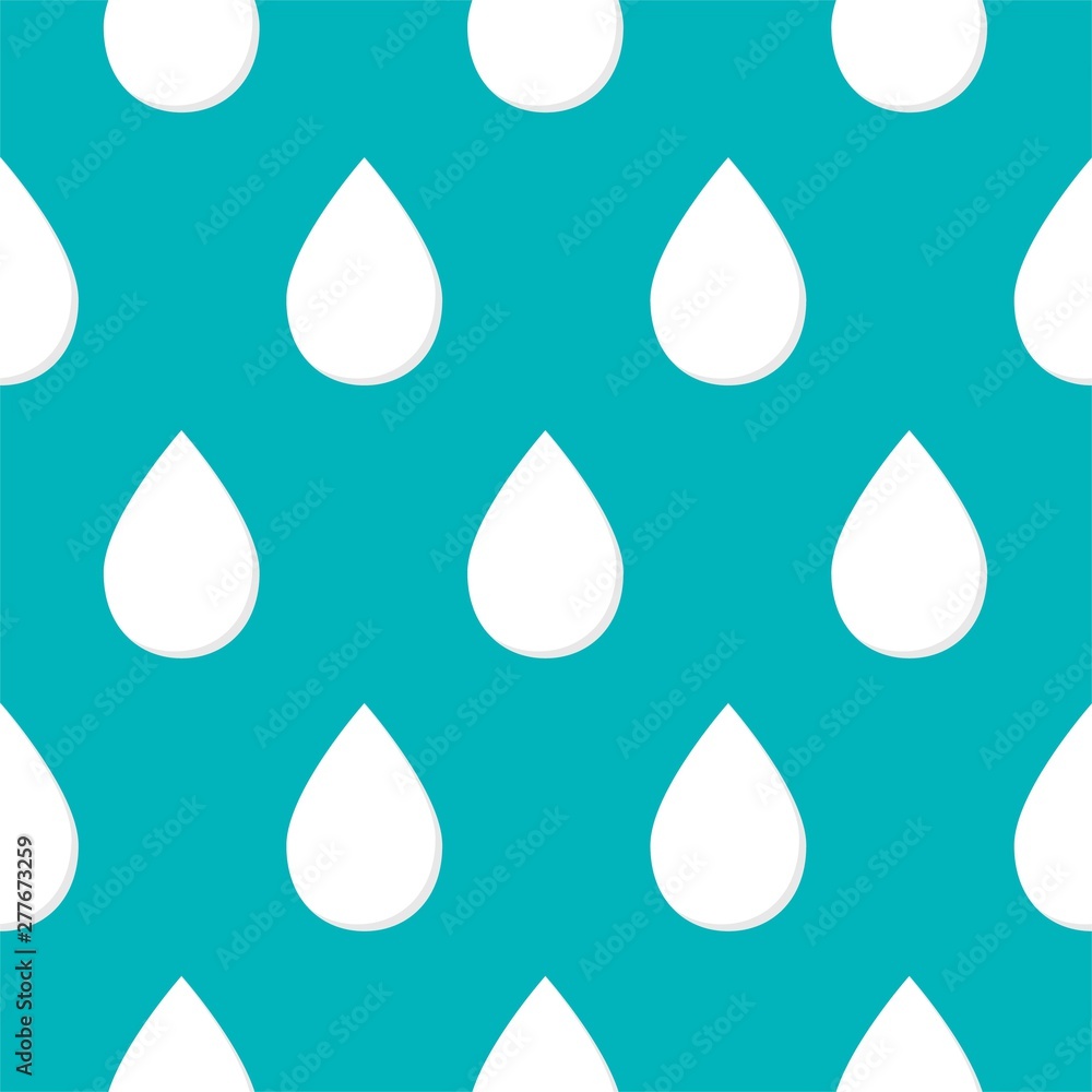 Milk drop, white water droplet or cream drip on blue background seamless pattern