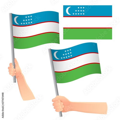 Uzbekistan flag in hand set