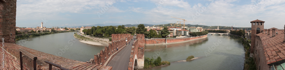 Panoramic view of Castelvecchio Bridge from  the Castelvecchio Museum