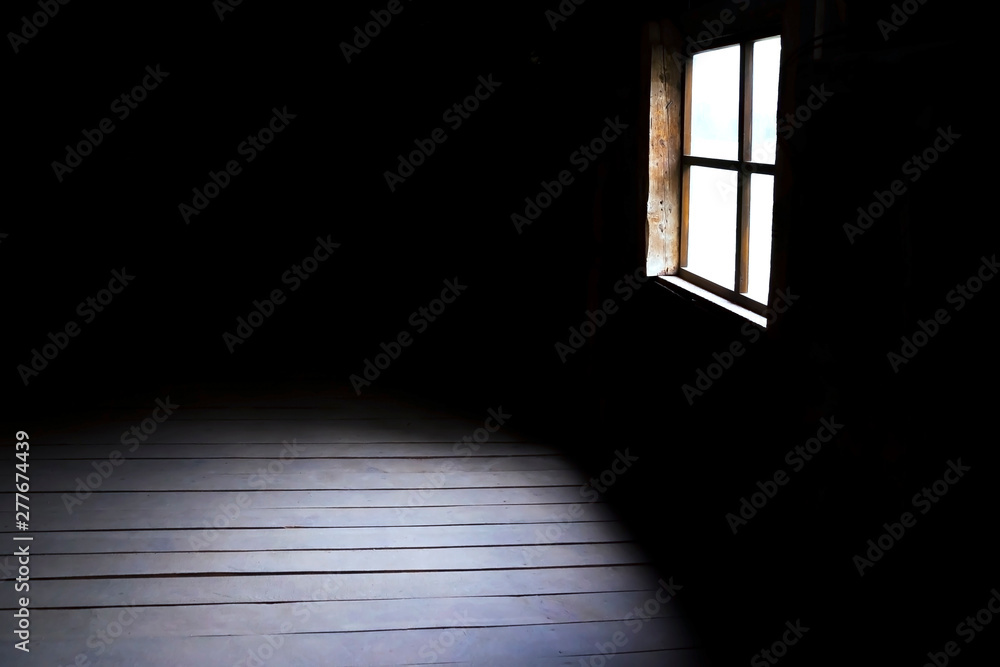 Foto Stock Darkness and horror, background with copy space. Inside in