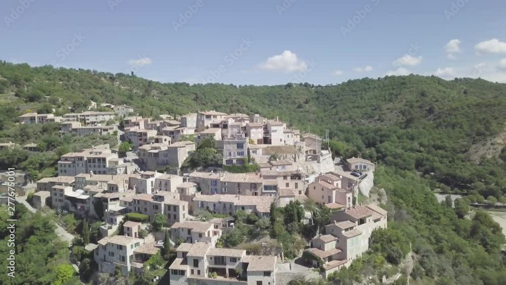 Epic aerial dolly out of lake and village of Sainte Croix du Verdon, France. Epic aerial dolly out of lake and village of Sainte Croix du Verdon, France.