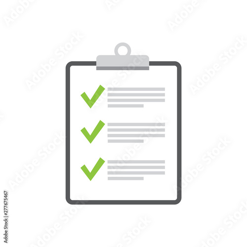 Clipboard and check marks. tick ok for web design