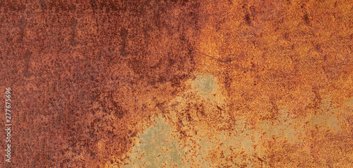 Panoramic grunge rusted metal texture, rust and oxidized metal background. Ol...
