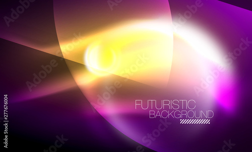 Blurred neon glowing round shapes, abstract circles and lights