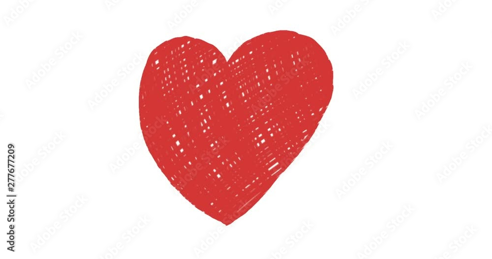 Hand drawn animation of red romantic heart Hand drawn animation of red romantic heart