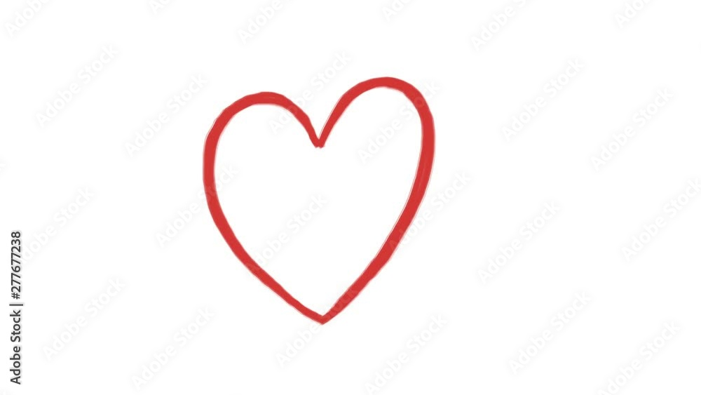 Hand drawn animation of red romantic heart Hand drawn animation of red romantic heart