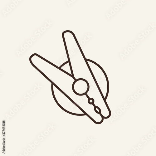 Clothes peg line icon. Launderette, washing clothes, clothespin. Laundry concept. Vector illustration can be used for topics like service, housework, household equipment