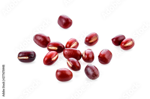 Red bean seeds on white background