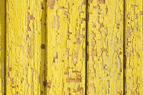 Vintage wood background with peeling paint. - Image