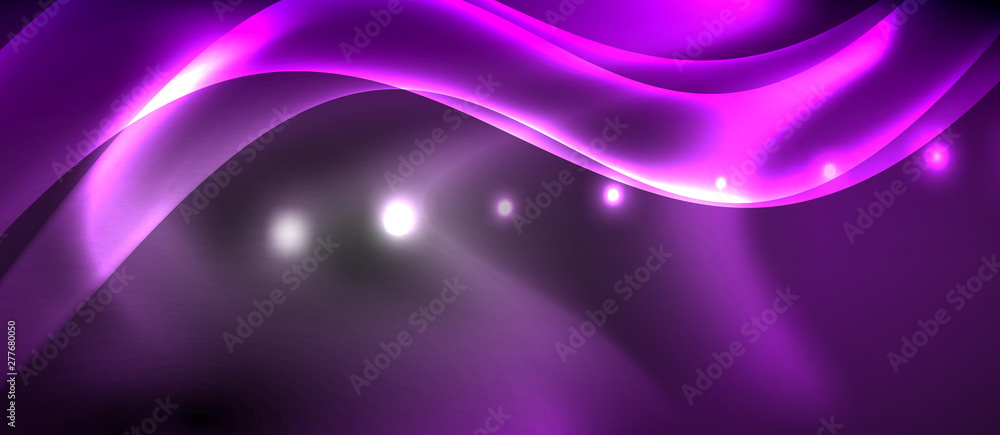 Glossy glowing neon light wave background Glossy glowing neon light wave background