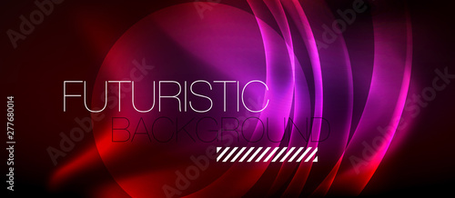 Neon color wave lines abstract background, magic techno futuristic light